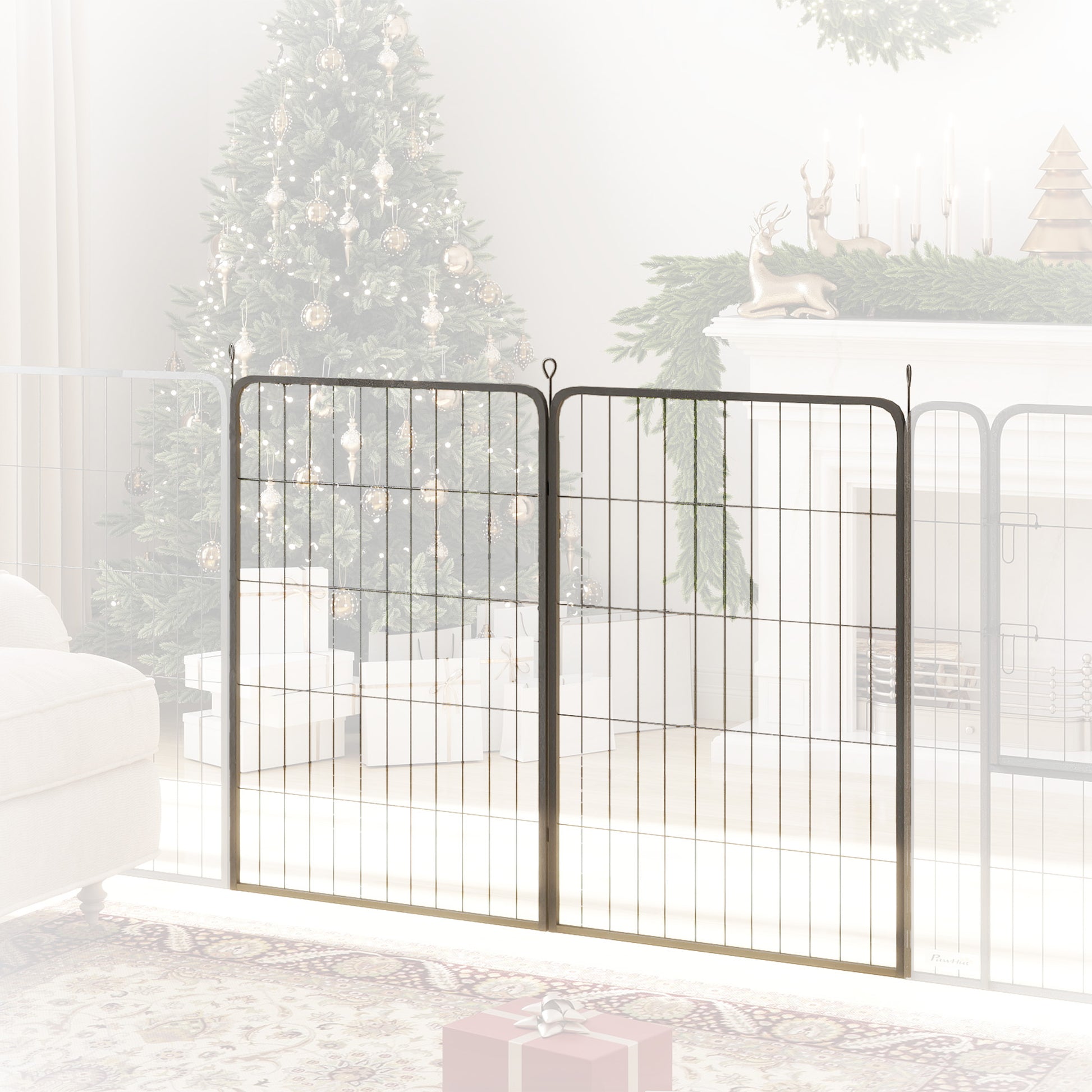 PawHut Two-Piece Dog Pen Expansion Pack for Large Dogs, 100cm Tall Animal Pen with Three Connecting Stakes