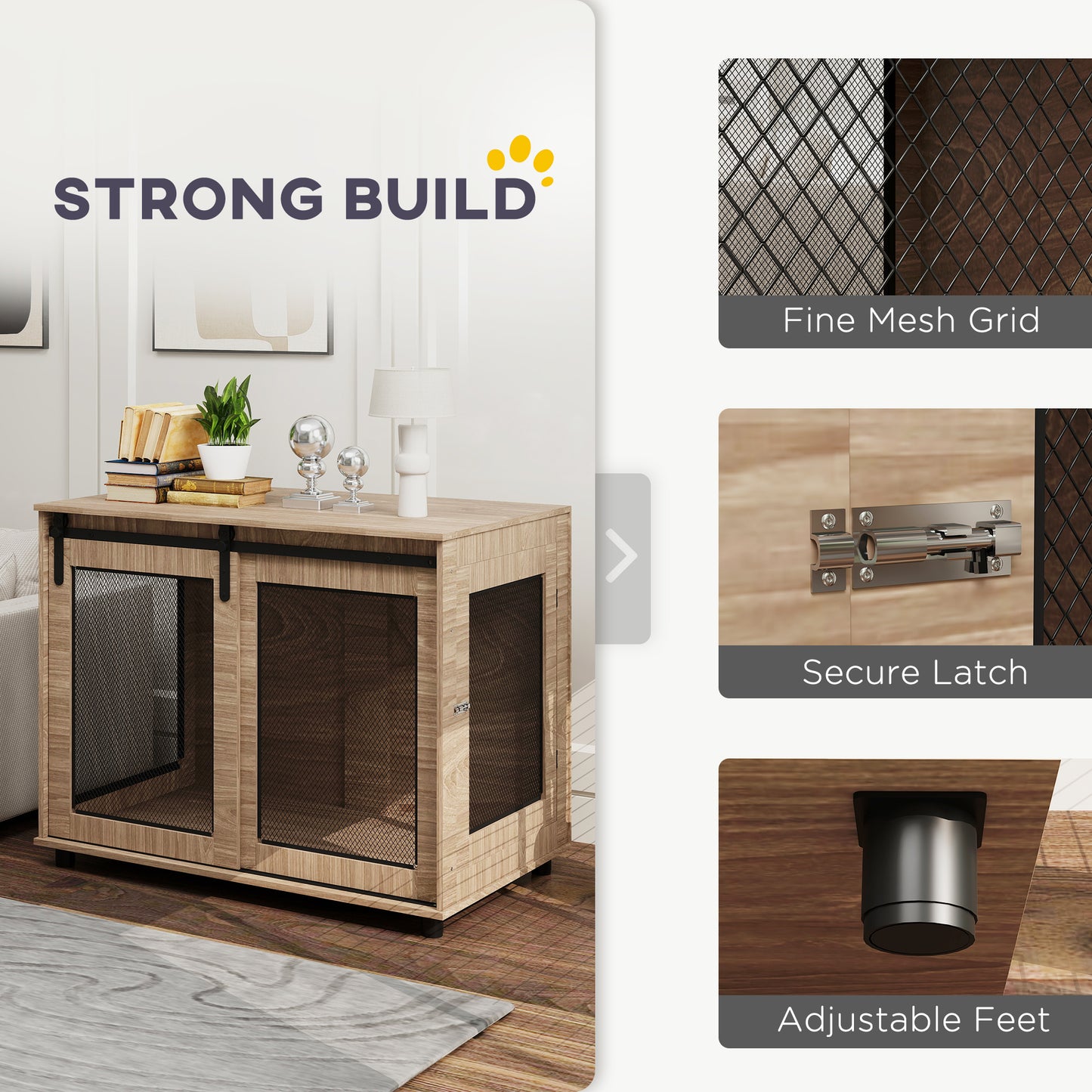 PawHut Dog Crate Furniture with Sliding Door for Large Dogs, Walnut Brown