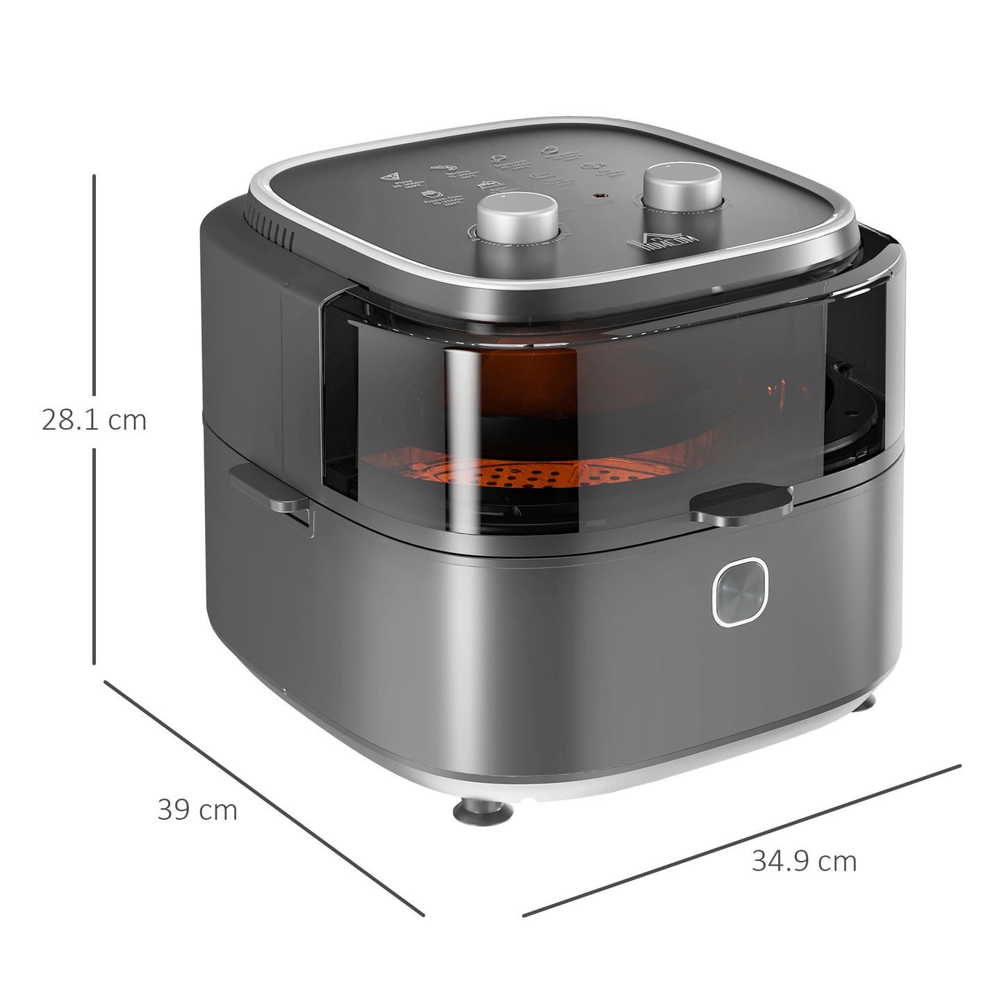 HOMCOM Family Air Fryer with Rapid Air Circulation and Recipes, 6.5L Oil Free Airfryer with 60-Minute Timer, Adjustable Temperature