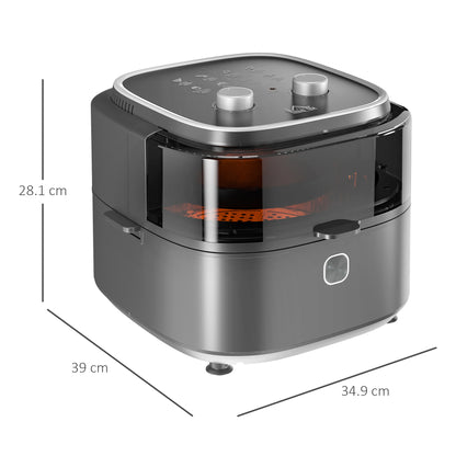 HOMCOM Family Air Fryer with Rapid Air Circulation and Recipes, 6.5L Oil Free Airfryer with 60-Minute Timer, Adjustable Temperature