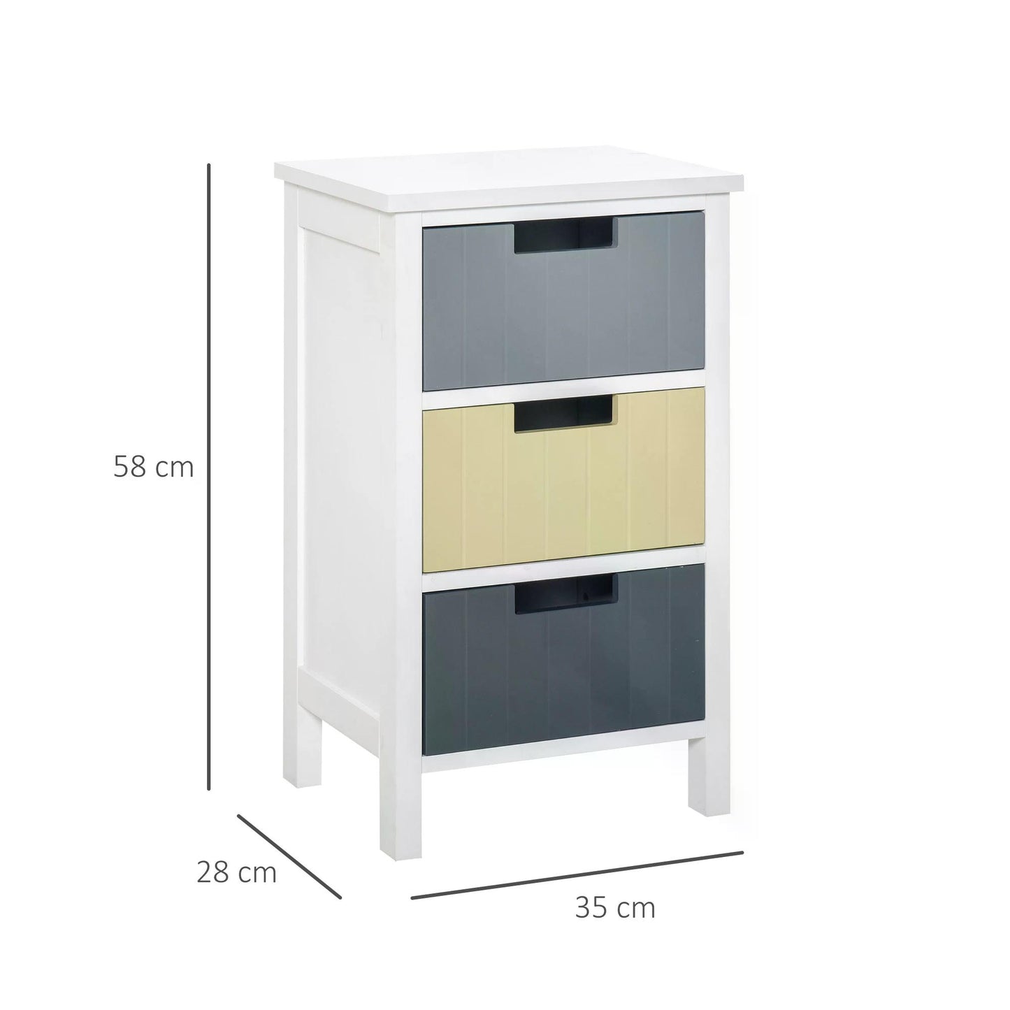 HOMCOM 3 Drawer Storage Tower, Dresser Chest with Wood Top, Organizer Unit for Closets Bedroom Nursery Room Hallway