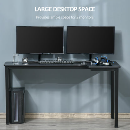 HOMCOM L-Shaped Gaming Desk, Computer Corner Desk, Home Office Workstation with Cable Management, 145 x 81 x 76cm, Black