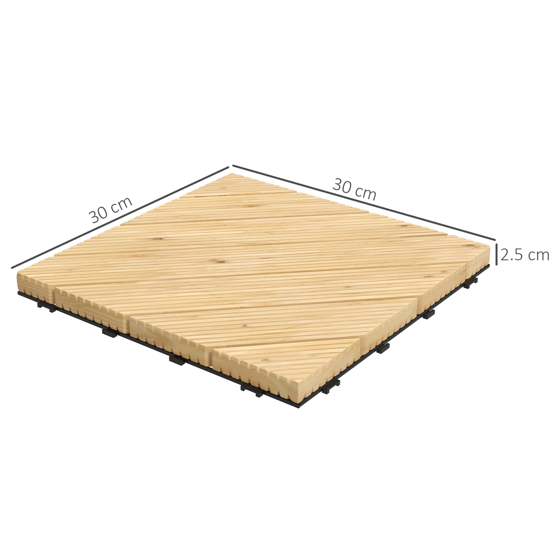 Outsunny 27 Pcs Wooden Interlocking Decking Tiles, 30 x 30 cm Anti-slip Outdoor Flooring Tiles, 0.81? per Pack, All Weather Use for Patio, Balcony, Terrace, Hot Tub, Yellow