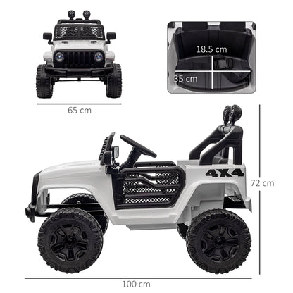 HOMCOM 12V Battery-powered 2 Motors Kids Electric Ride On Car Truck Off-road Toy with Parental Remote Control Horn Lights for 3-6 Years Old White