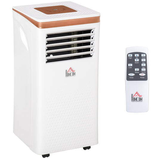 HOMCOM 7000 BTU 4-In-1 Compact Portable Mobile Air Conditioner Unit Cooling Dehumidifying Ventilating w/ Fan Remote LED Display 24 Hr Auto Shut-Down