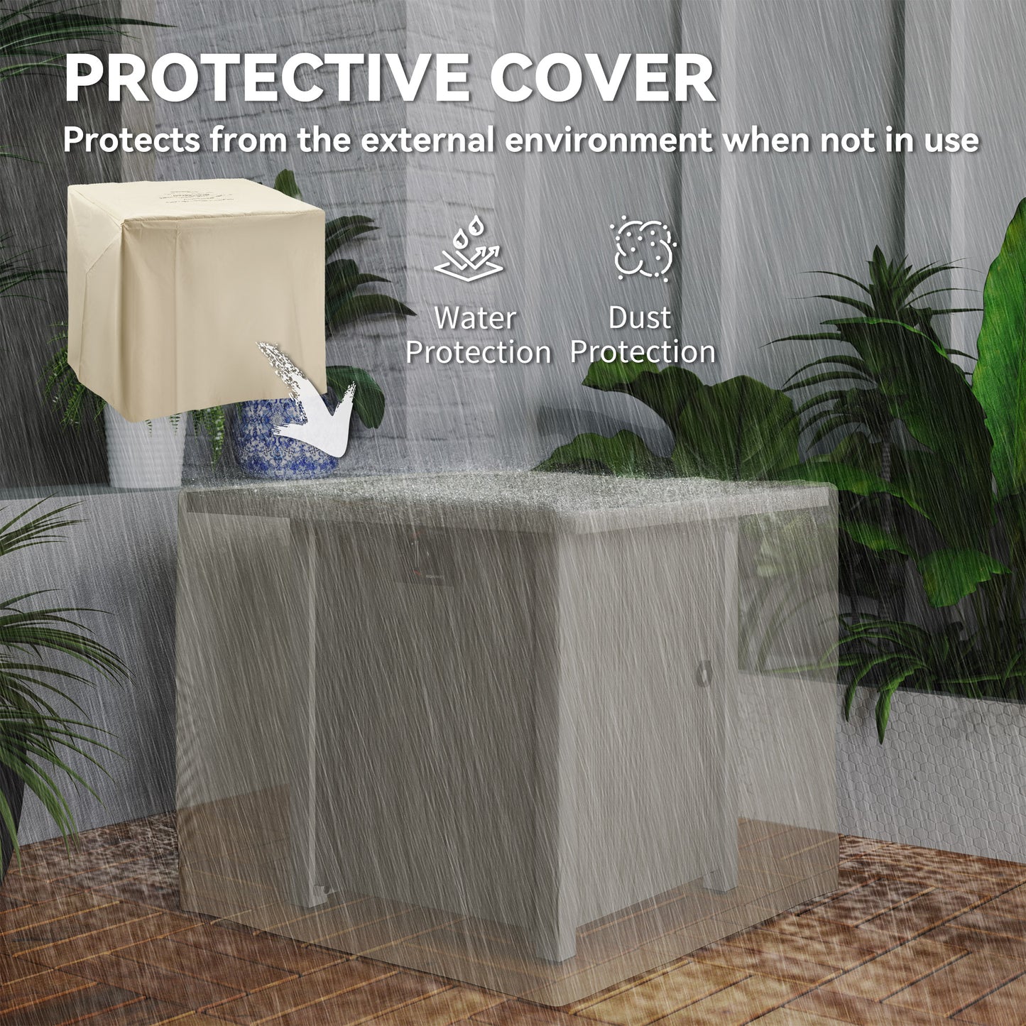 Outsunny 50,000 BTU Gas Fire Pit Table, with Cover - Dark Grey