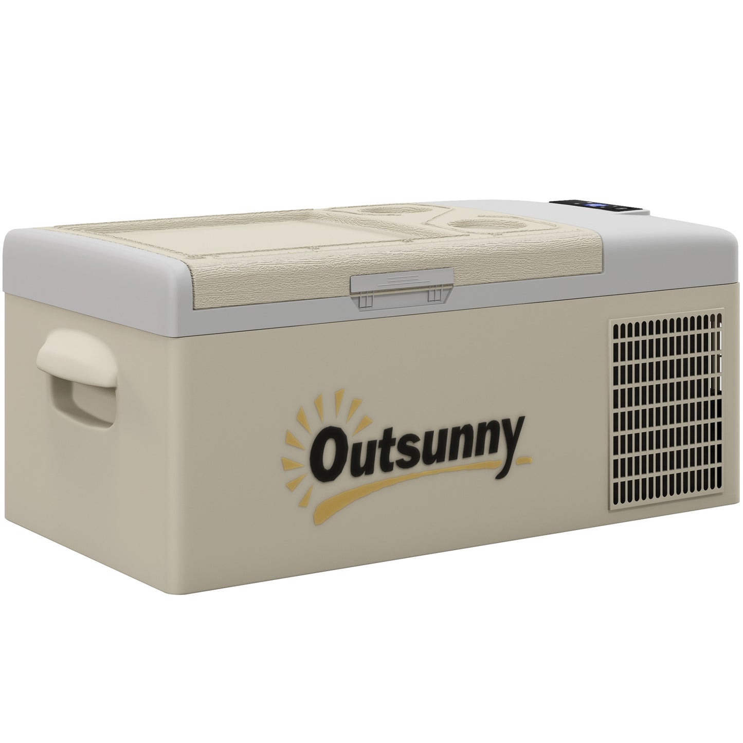 Outsunny 16L Portable Car Fridge, -20? to 10? Adjustable Temperature - Khaki/Grey