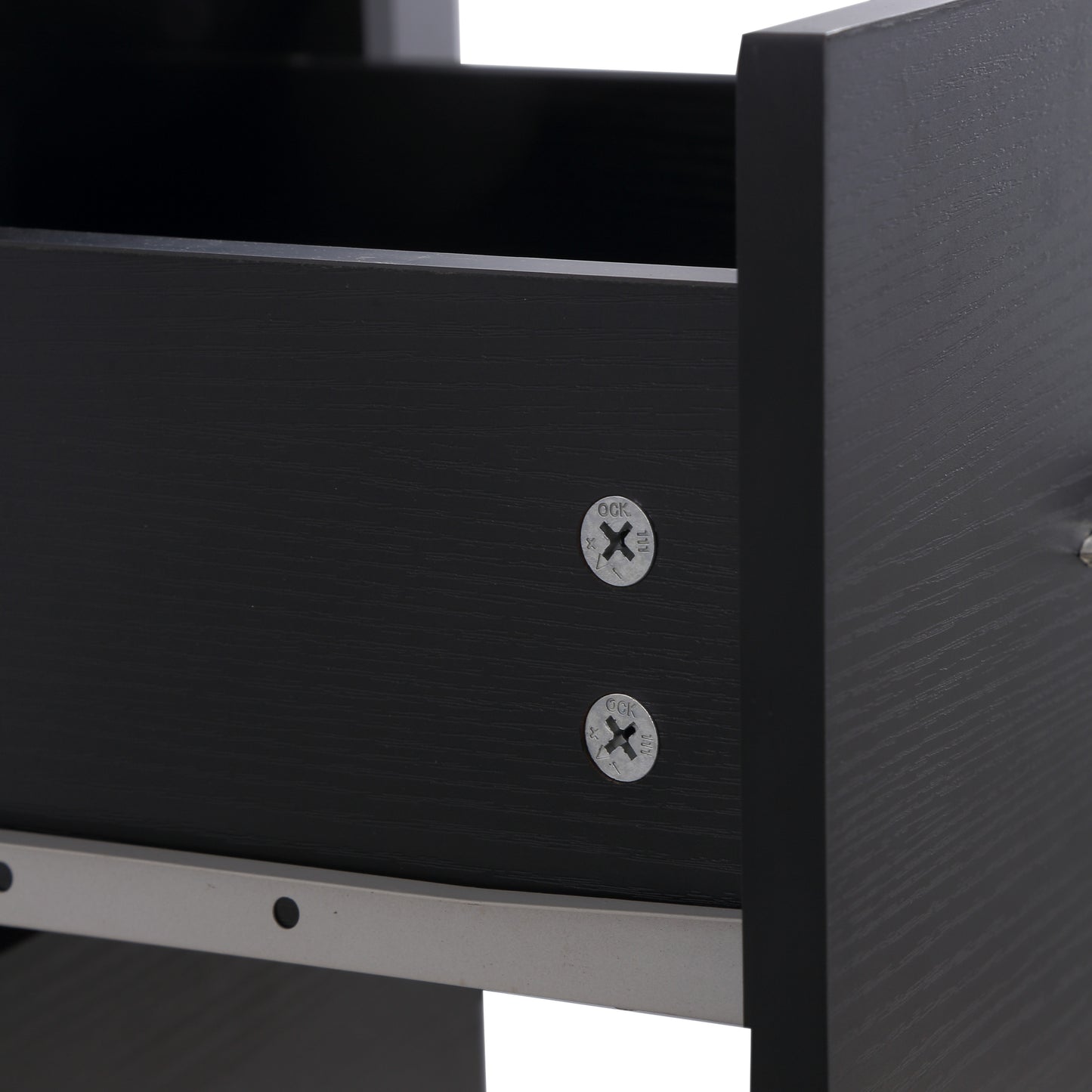 HOMCOM Modern Style Computer Desk Writing PC Table Workstation Laptop Study Stationery Cupboard w/ 3 Shelf & Drawers - Black 120H cm