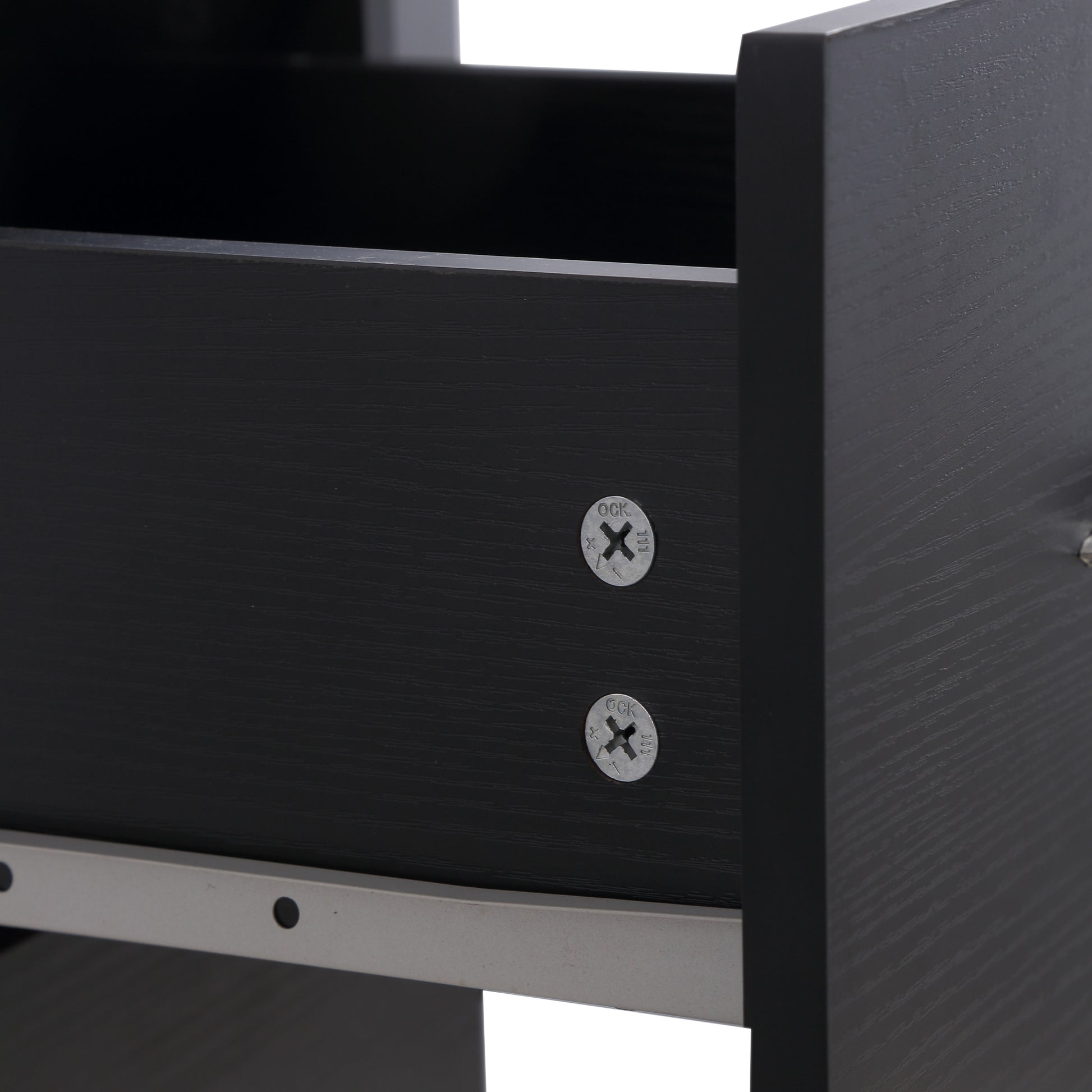 HOMCOM Modern Style Computer Desk Writing PC Table Workstation Laptop Study Stationery Cupboard w/ 3 Shelf & Drawers - Black 120H cm