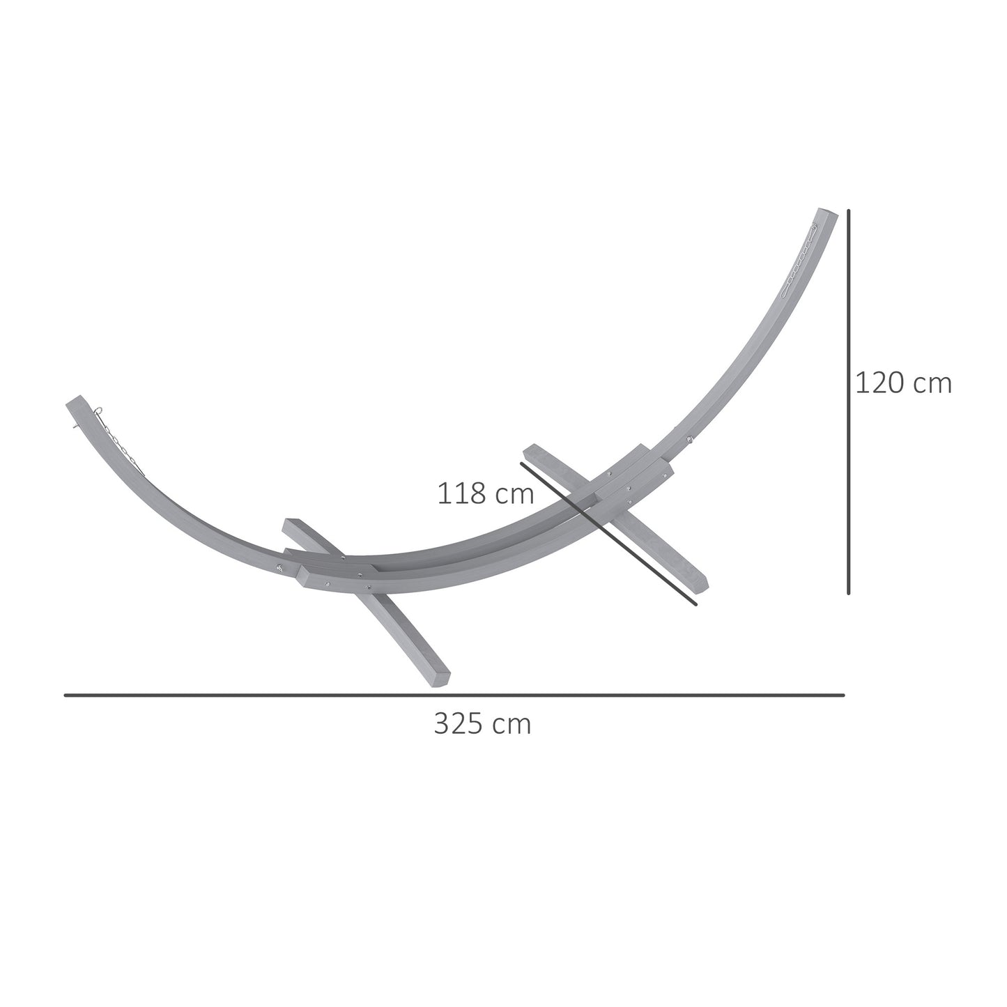 Outsunny 3.25m Wooden Hammock Stand Universal Fit Garden Picnic Camp Accessories, Grey
