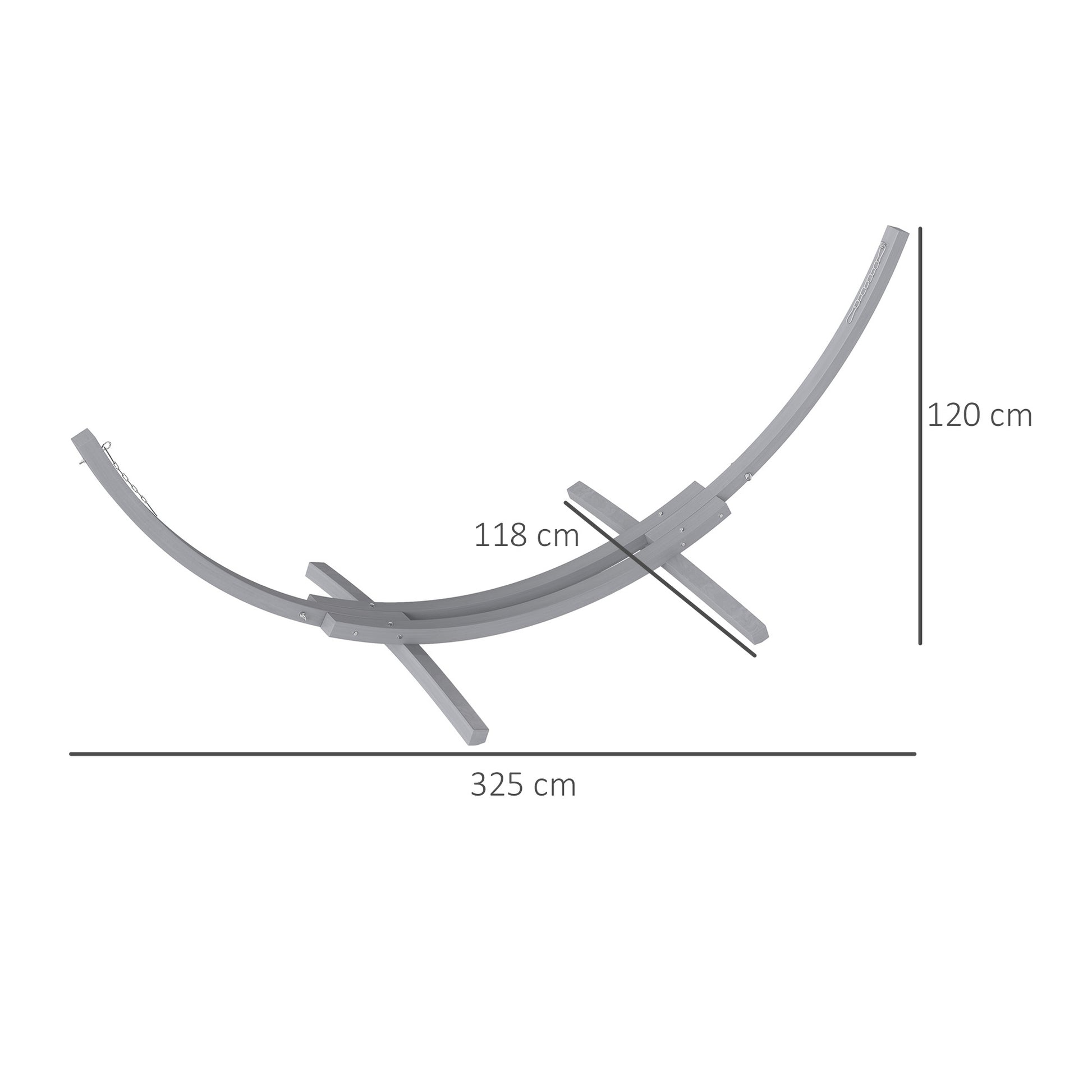 Outsunny 3.25m Wooden Hammock Stand Universal Fit Garden Picnic Camp Accessories, Grey