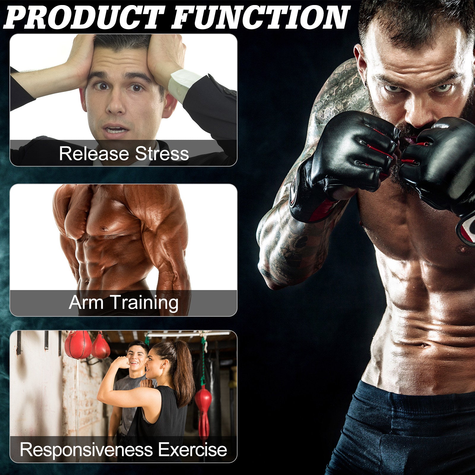 HOMCOM Pear Fast Boxing Set with Platform Wall Installation, Pump, Accessories Included, 60 x 73 x 80 cm