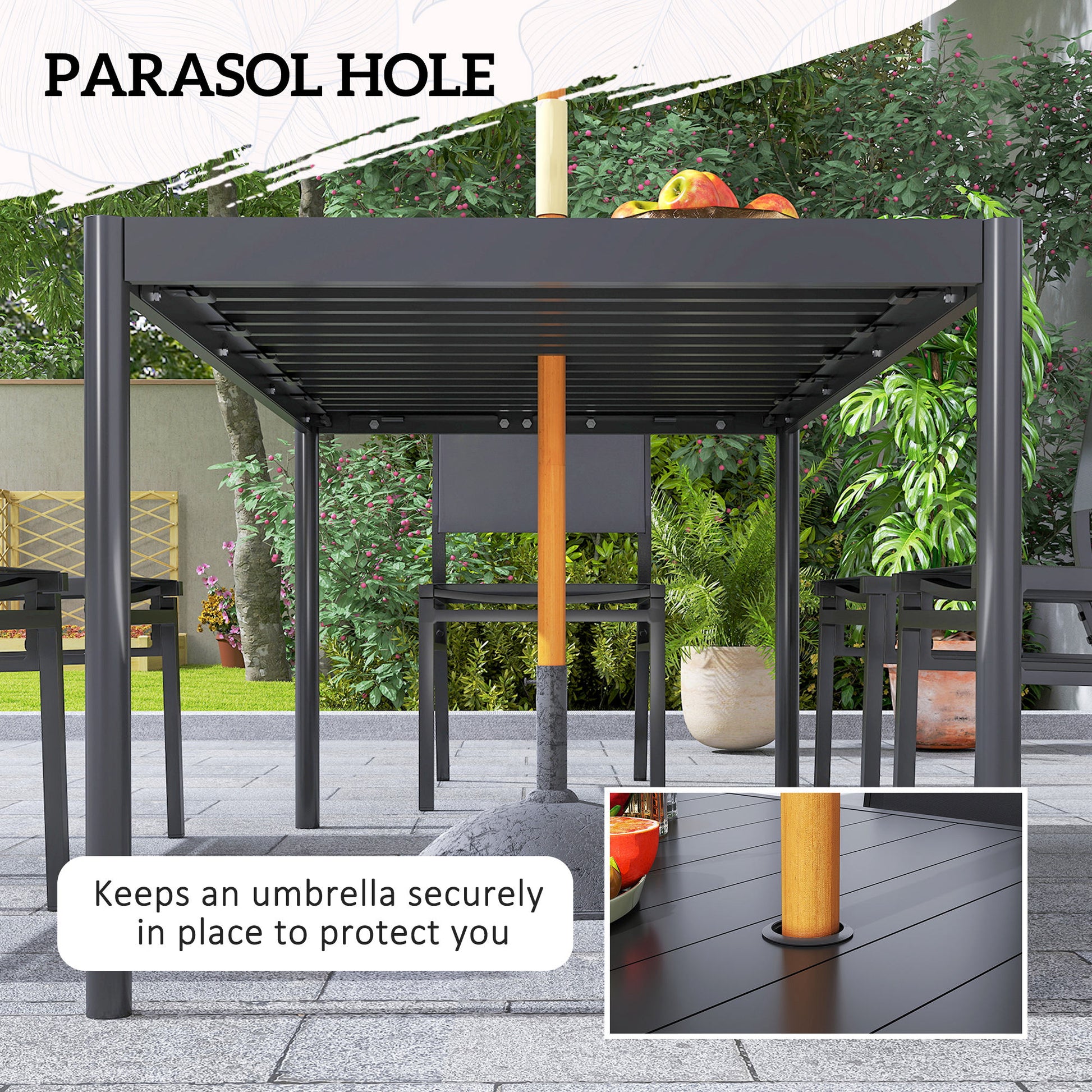 Outsunny Seven-Piece Steel Dining Set, with Aluminium-Top Table