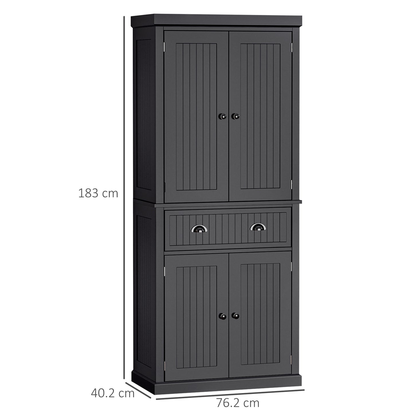 HOMCOM Traditional Kitchen Cupboard Freestanding Storage Cabinet with Drawer, Doors and Adjustable Shelves, Black