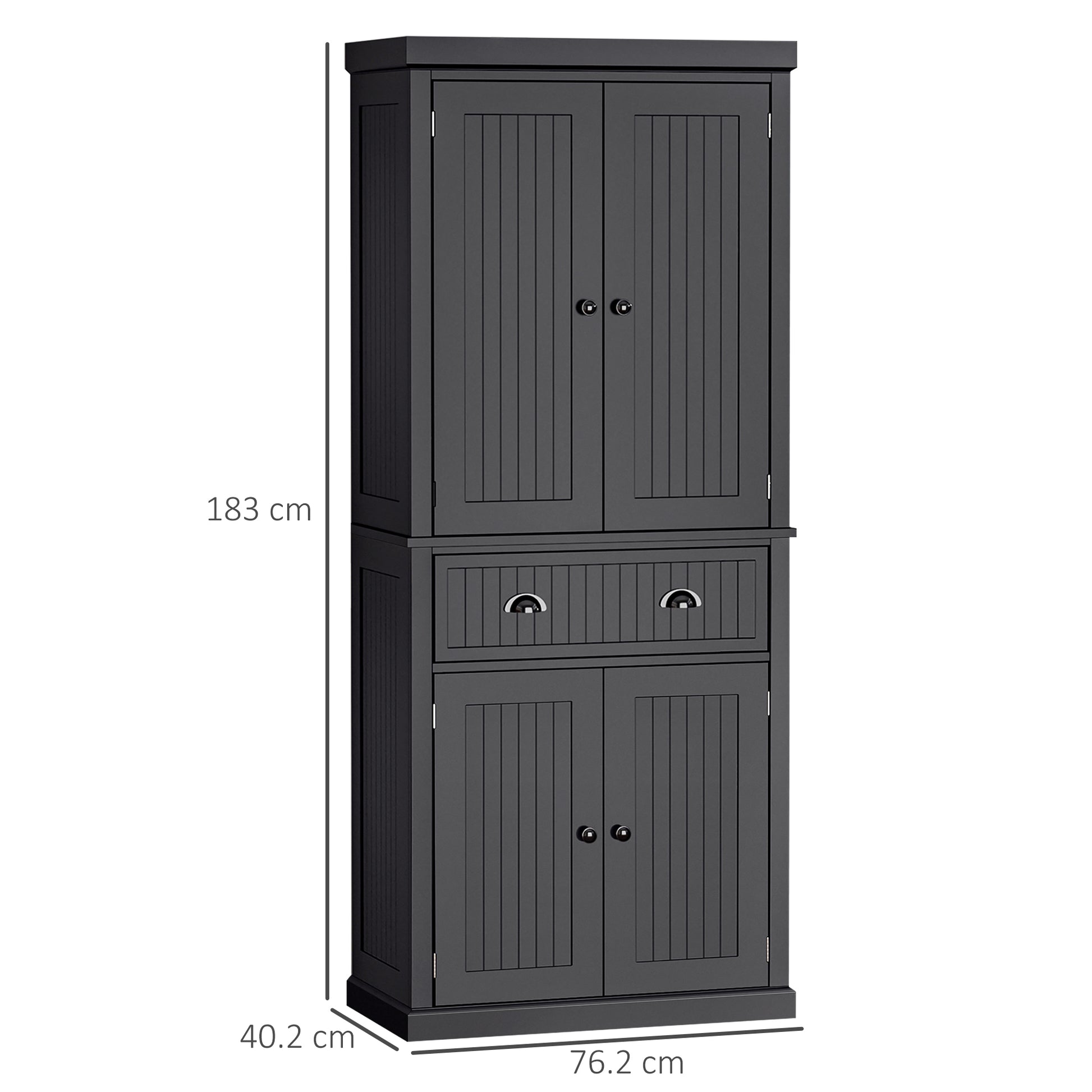 HOMCOM Traditional Kitchen Cupboard Freestanding Storage Cabinet with Drawer, Doors and Adjustable Shelves, Black