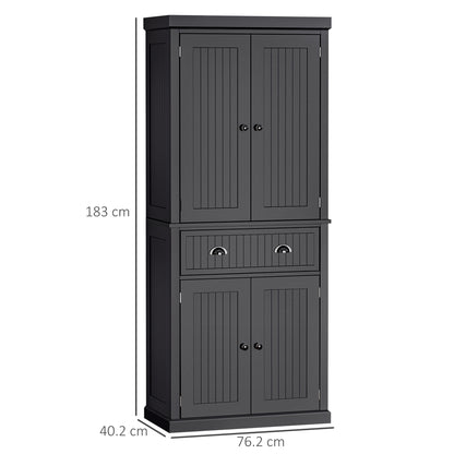 HOMCOM Traditional Kitchen Cupboard Freestanding Storage Cabinet with Drawer, Doors and Adjustable Shelves, Black