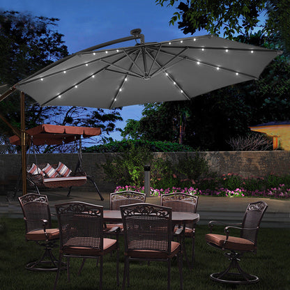 3m Cantilever Garden Parasol with LED Lights -Black