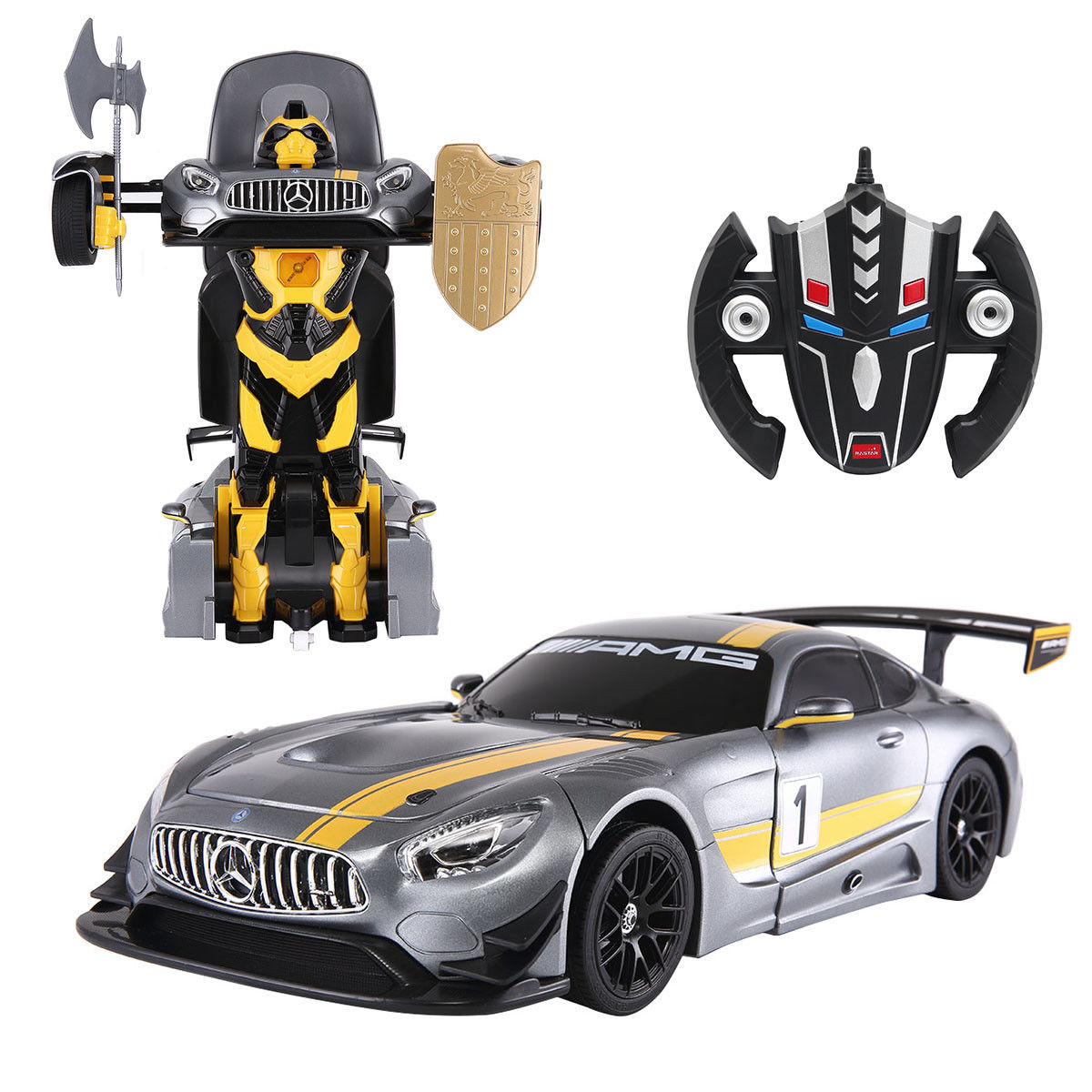 Remote Control Mercedes-Benz Transformer Robot Drifting Car -Gray