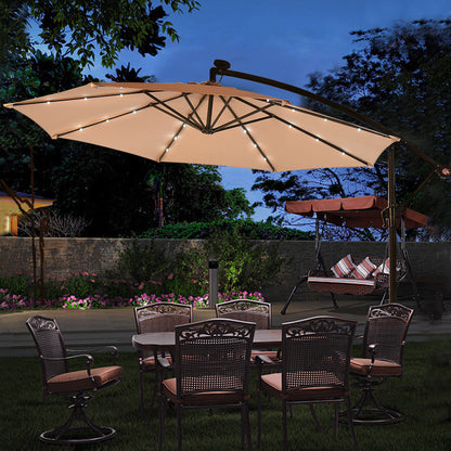 3m Cantilever Garden Parasol with LED Lights -Beige