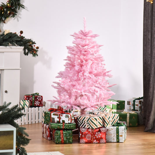 HOMCOM 4FT Pop-up Artificial Christmas Tree Holiday Xmas Holiday Tree Decoration with Automatic Open for Home Party, Pink