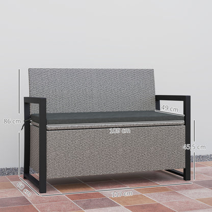 Outsunny 151.5L Storage Garden Bench, with Cushion - Grey