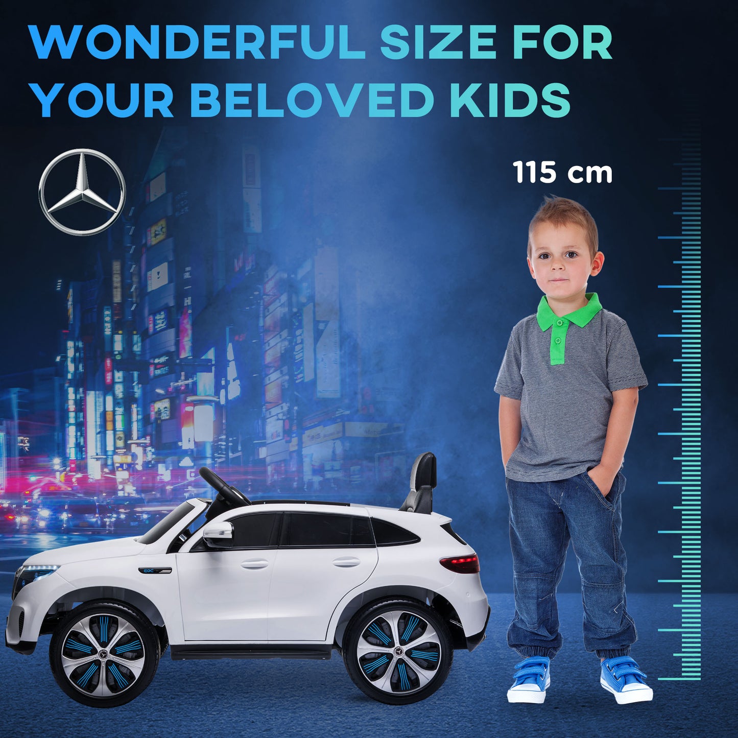 HOMCOM Benz EQC 400 12V Kids Electric Car Ride On Toy w/ Remote Control