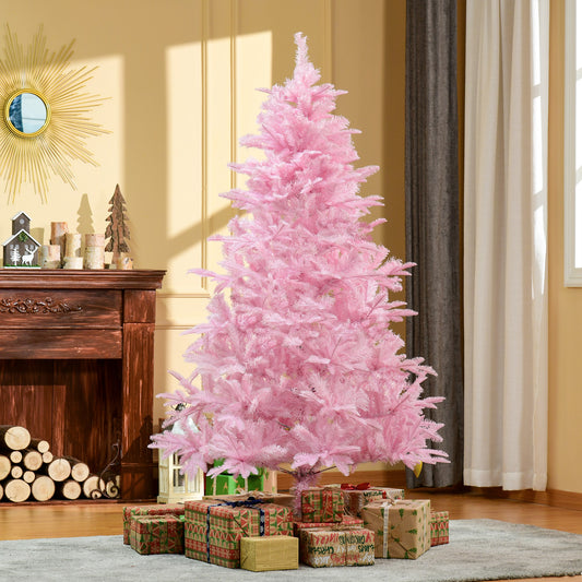 HOMCOM 6FT Pop-up Artificial Christmas Tree Holiday Xmas Holiday Tree Decoration with Automatic Open for Home Party, Pink
