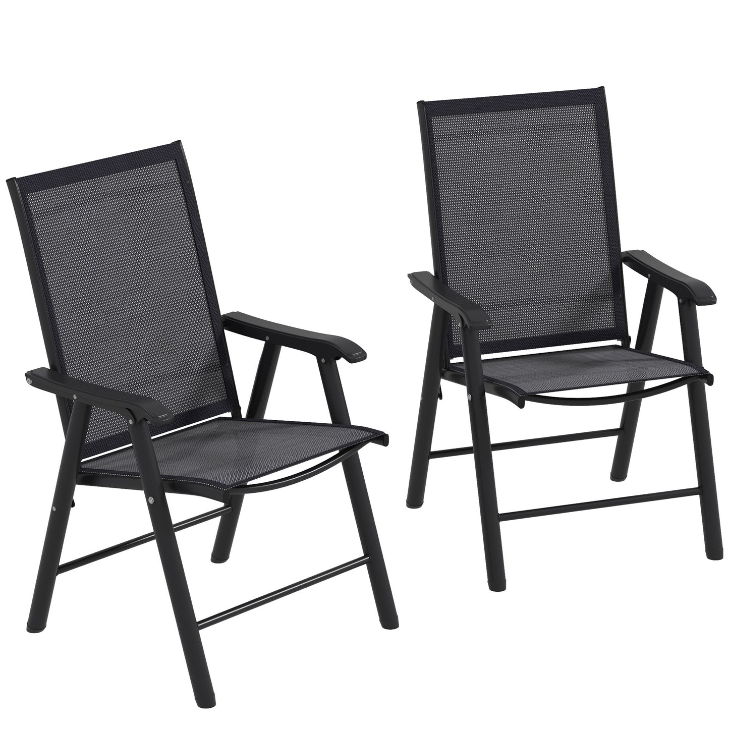 Outsunny Set of Two Folding Garden Chairs - Dark Grey