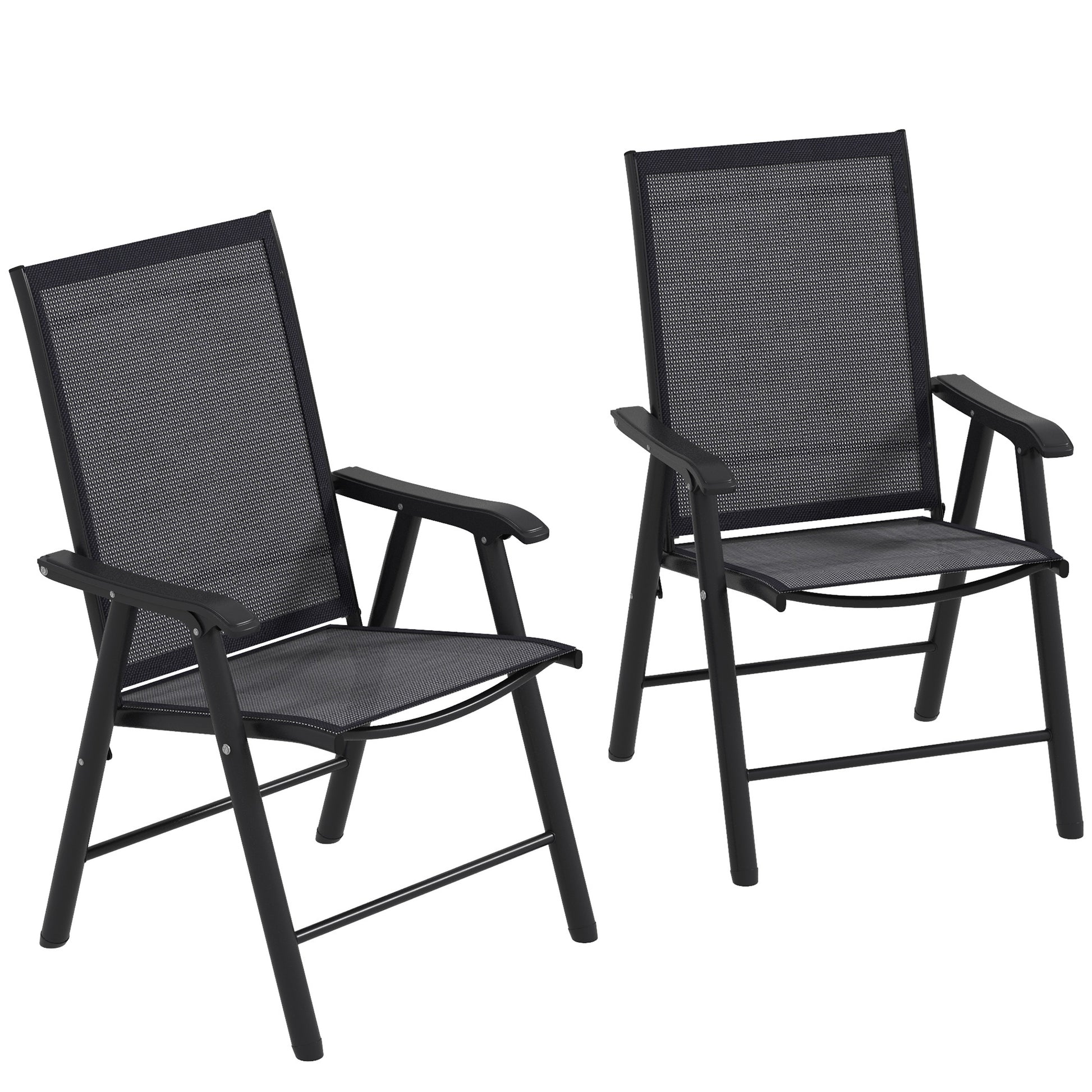 Outsunny Set of Two Folding Garden Chairs - Dark Grey