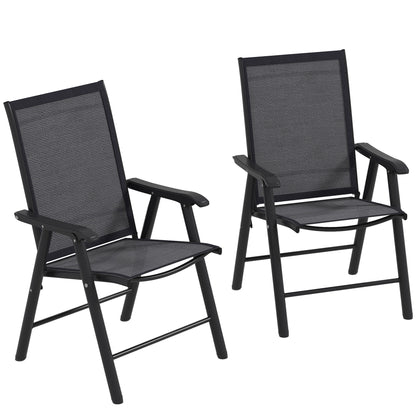 Outsunny Set of Two Folding Garden Chairs - Dark Grey