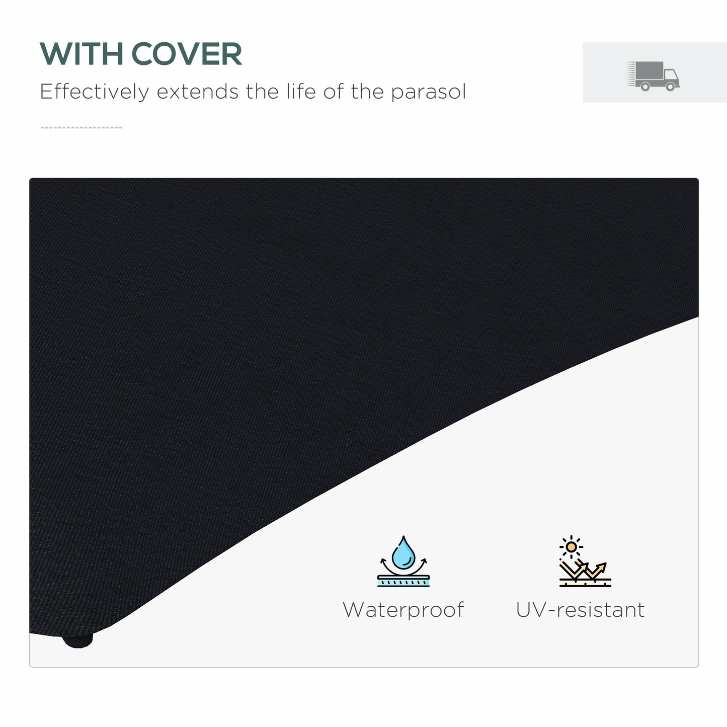 Outsunny 3(m) Solar LED Cantilever Parasol, Black