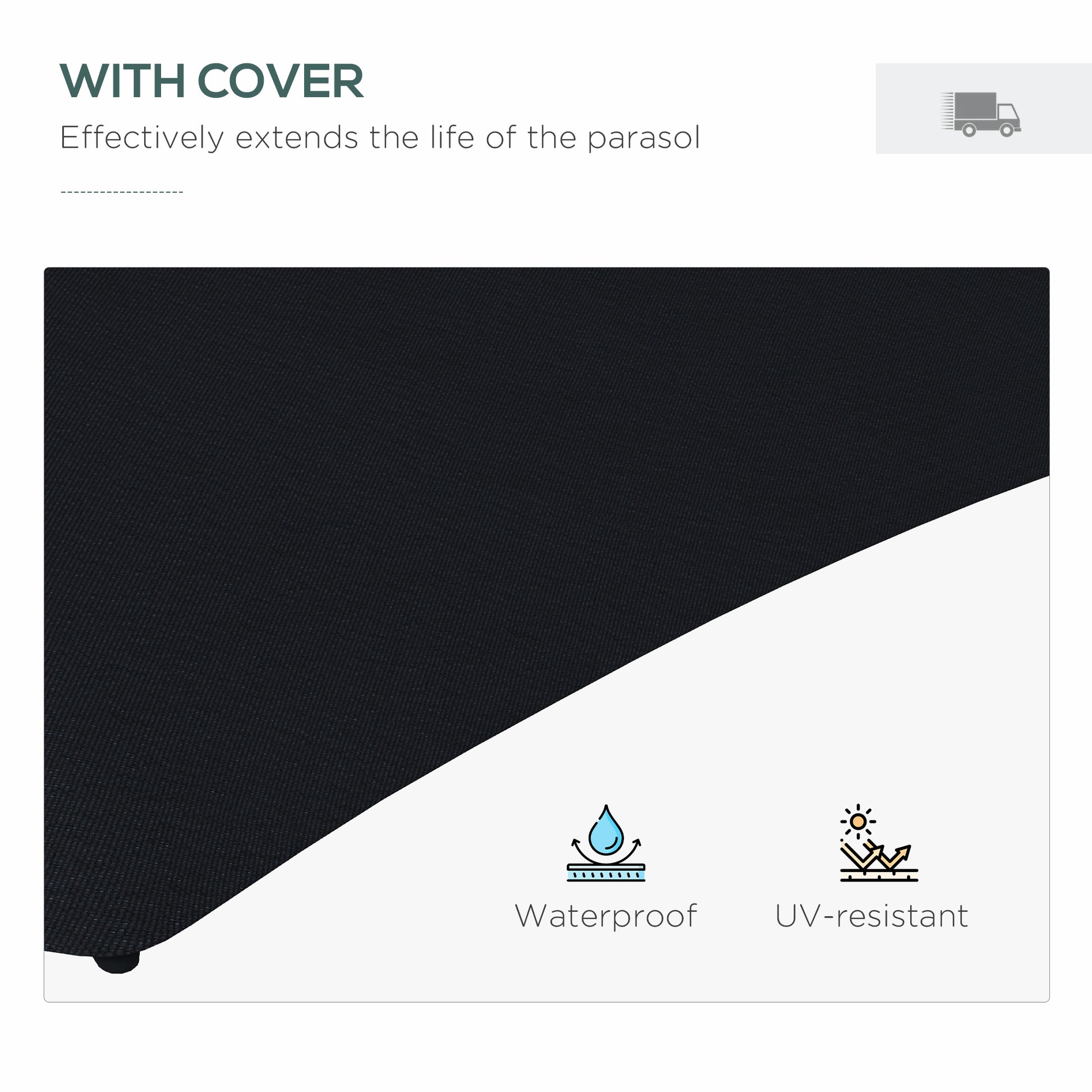 Outsunny 3(m) Solar LED Cantilever Parasol, Black