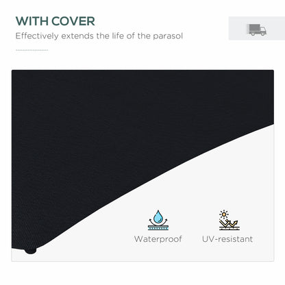 Outsunny 3(m) Solar LED Cantilever Parasol, Black