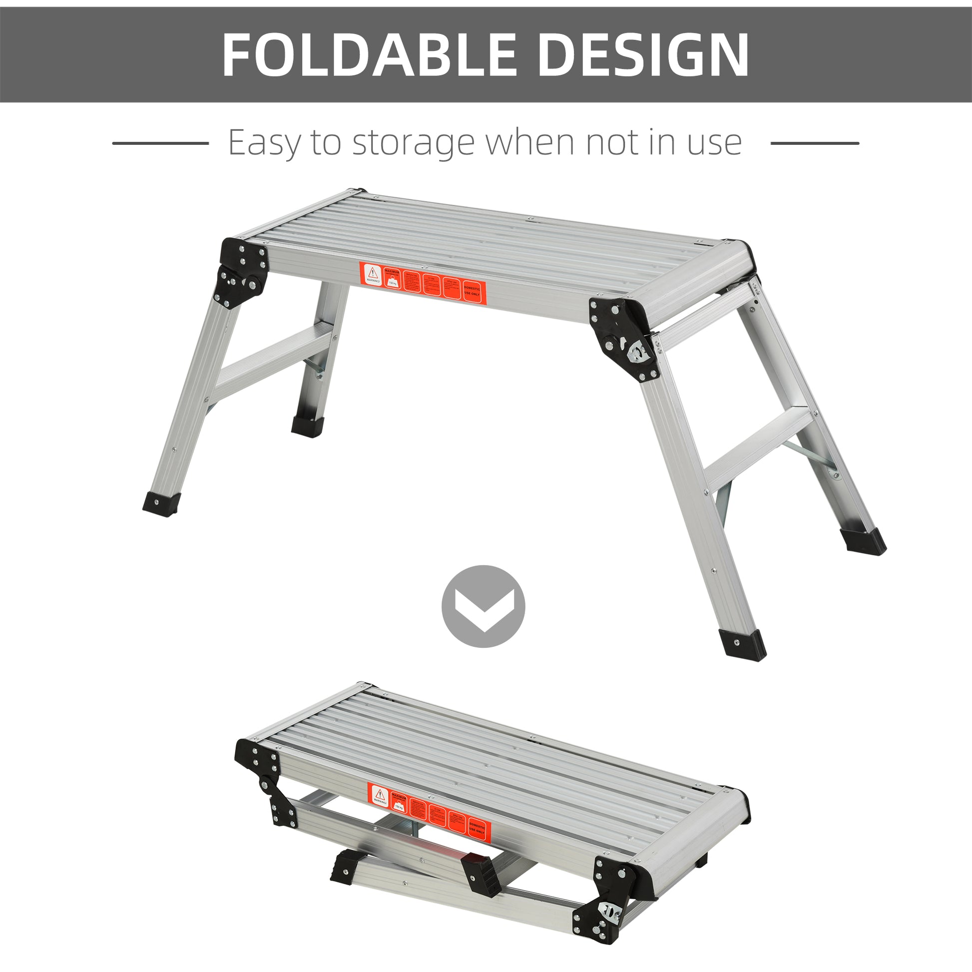 HOMCOM Folding Aluminum Workstand,109L x 40W x 50H cm