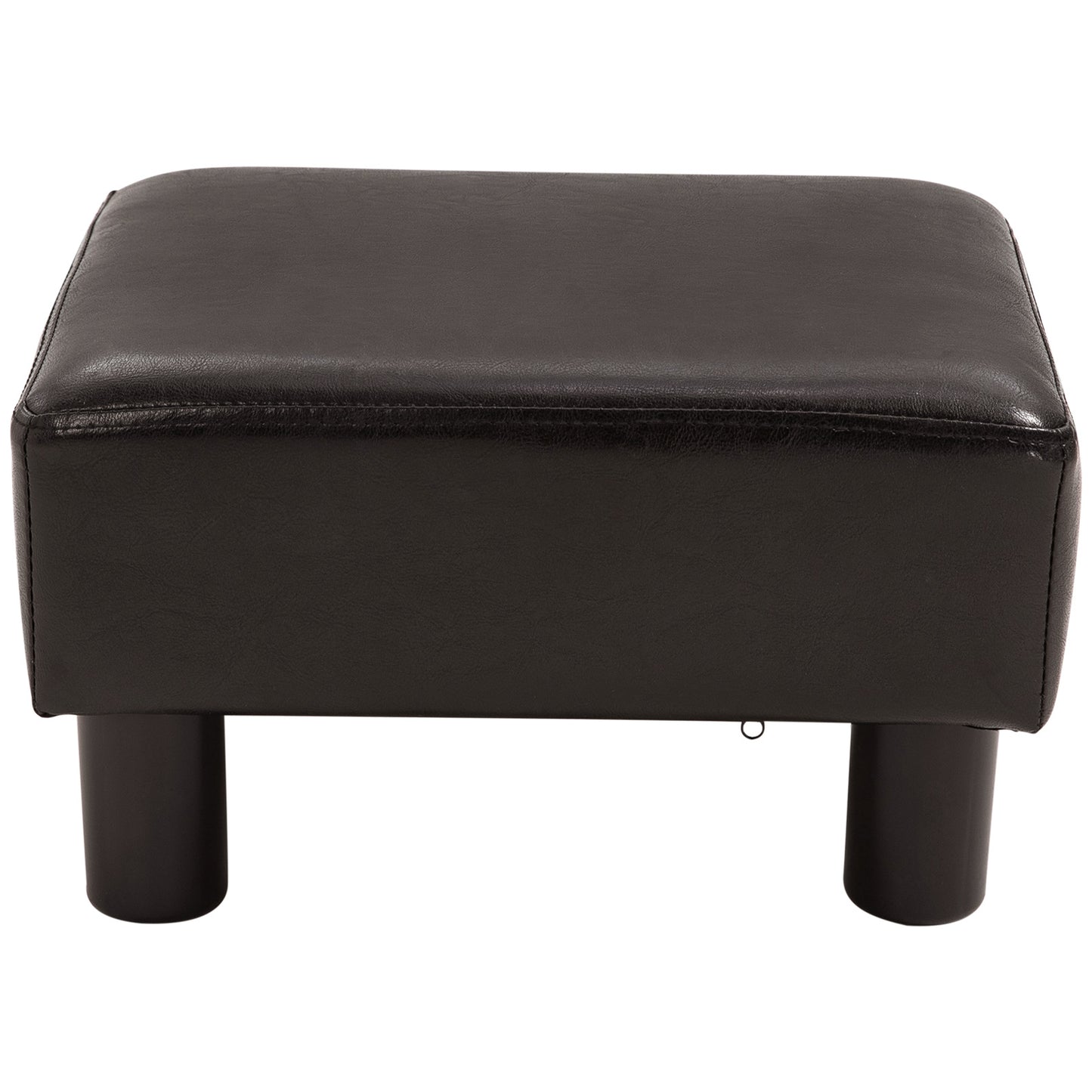HOMCOM PU Faux Leather Footstool Ottoman Cube w/ 4 Plastic Legs Black