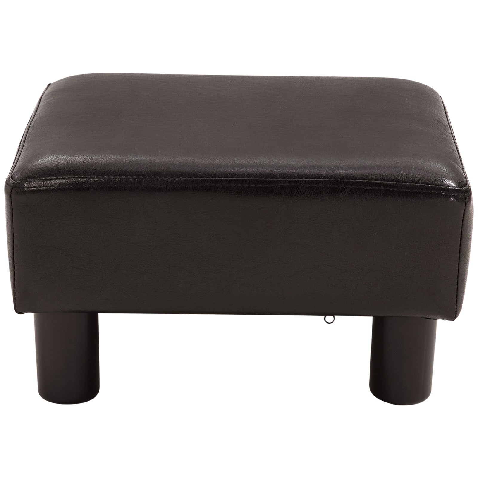 HOMCOM PU Faux Leather Footstool Ottoman Cube w/ 4 Plastic Legs Black