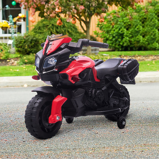 HOMCOM Kids Electric Pedal Motorcycle Ride-On Toy Battery Powered Rechargeable 6V Realistic Sounds 3 km/h Max Speed for Girls Boy 18-48 months Red