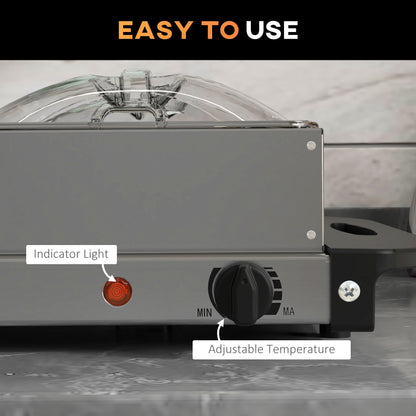 HOMCOM 4 Tray Electric Food Warmer Buffet Server with Plate Warmer Function, Cool Touch Handles, Adjustable Temperature, 300W