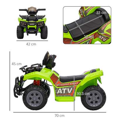 HOMCOM Kids Ride-on Four Wheeler ATV Car with Real Working Headlights, 6V Battery Powered Motorcycle for 18-36 Months, Green