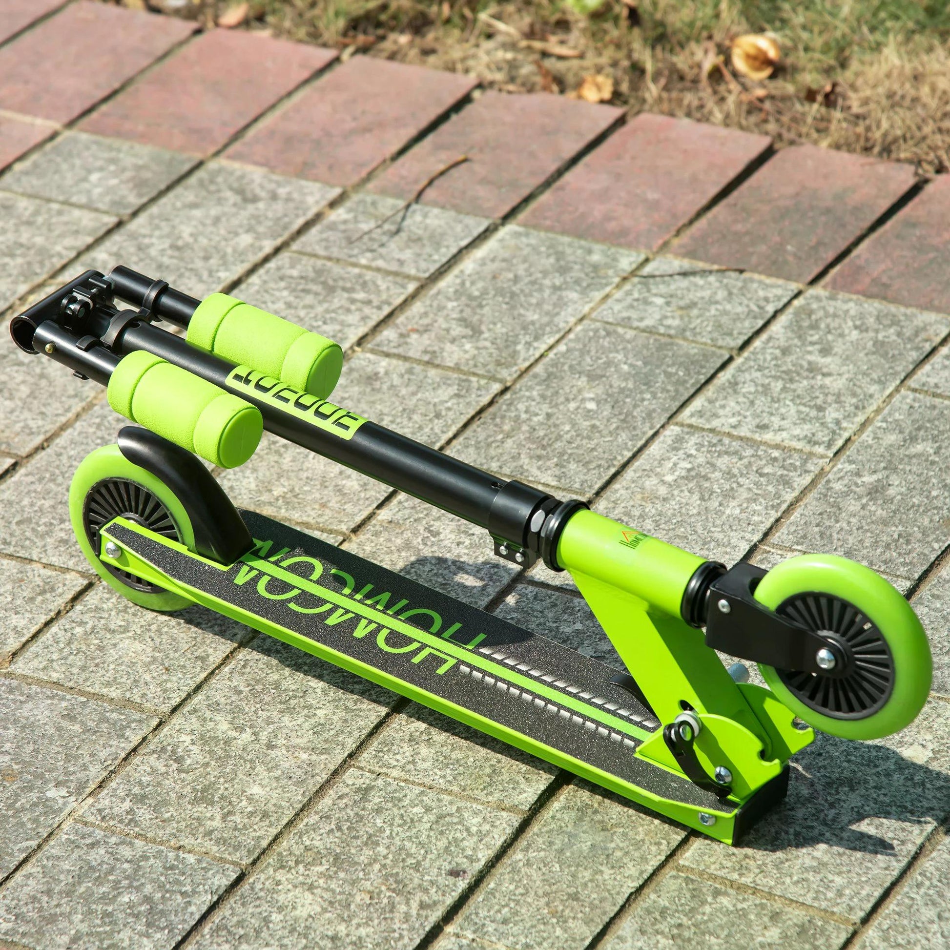 HOMCOM Scooter for Kids Toddler Foldable Kick Scooter with Adjustable Height Brake for Boys and Girls 3-8 Years Aluminium Green