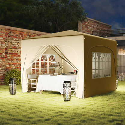 Outsunny 3 x 3m Pop-Up Gazebo Shelter, with Accessories - Sand