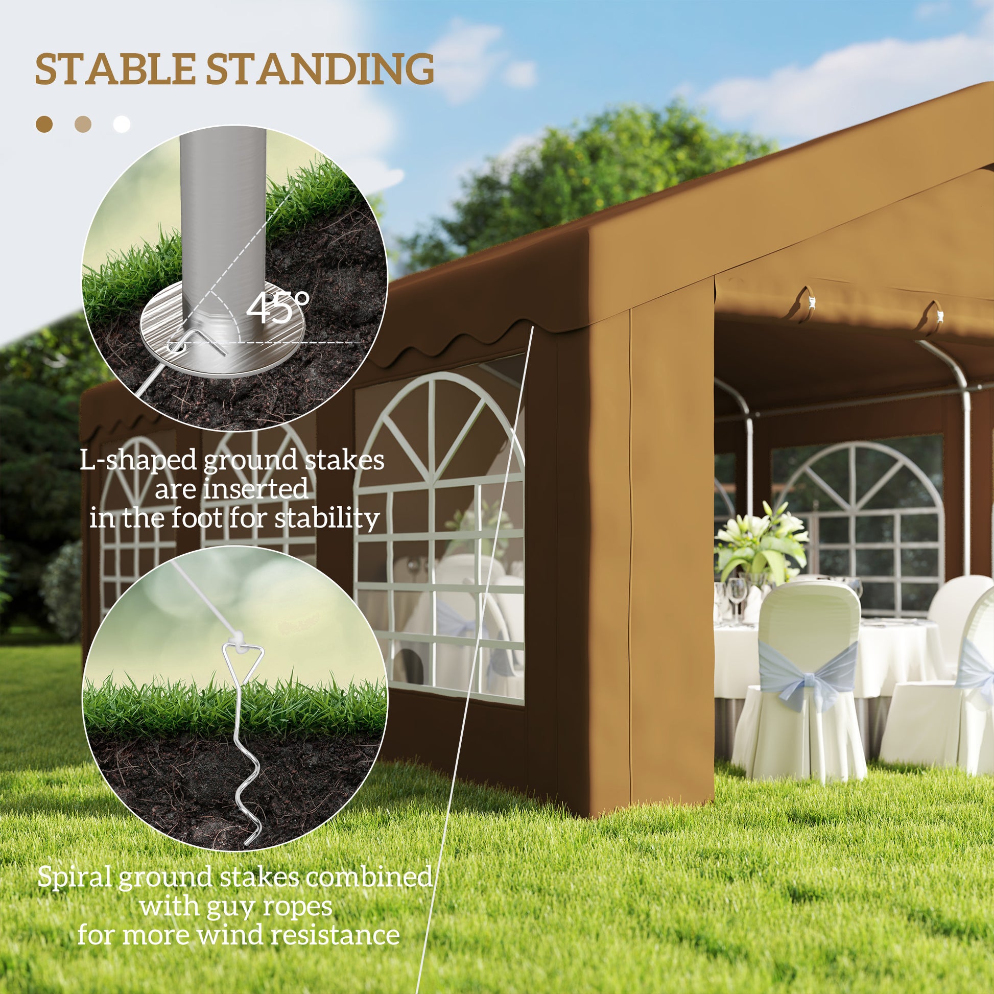 Outsunny 6m x 4m Marquee Party Tent Wedding Canopy, Pop Up Gazebo with Sidewalls, Doors, Windows, Galvanised Garden Gazebo for Parties Events, Yellow