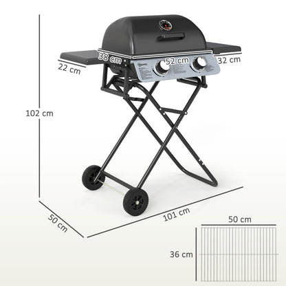 Outsunny Two-Burner Portable Suitcase BBQ - Black