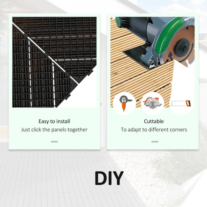 Outsunny 27 Pcs Wooden Interlocking Decking Tiles, 30 x 30 cm Anti-slip Outdoor Flooring Tiles, 0.81? per Pack, All Weather Use for Patio, Balcony, Terrace, Hot Tub, Yellow