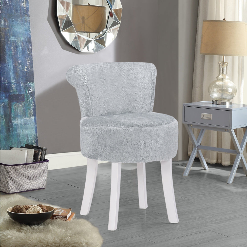 Plush Makeup Dressing Stool - Grey