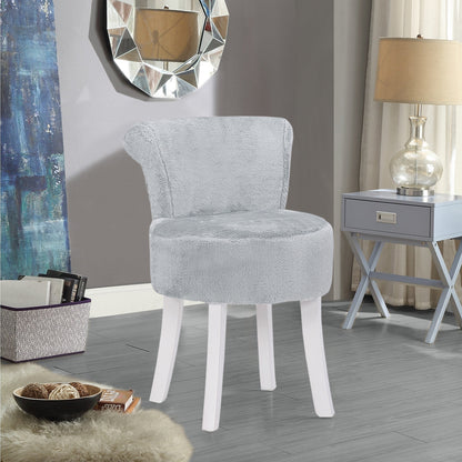 Plush Makeup Dressing Stool - Grey