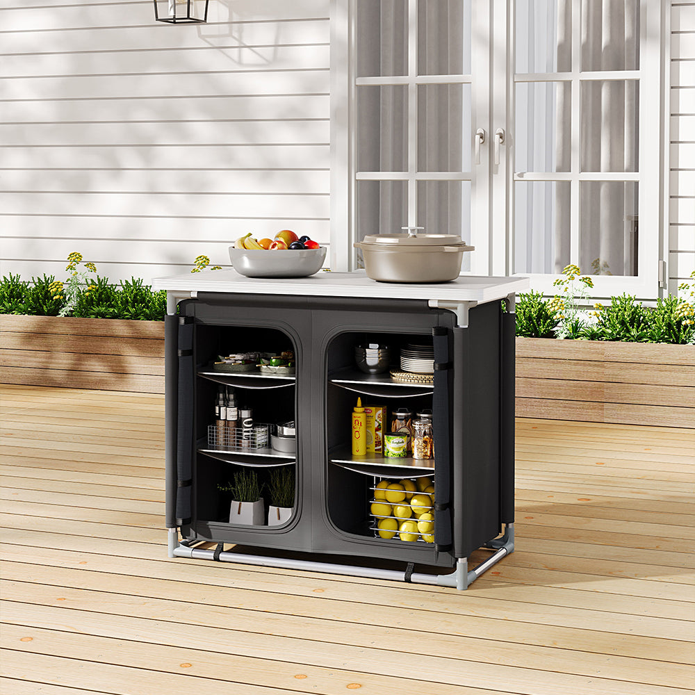 Foldable Camping Kitchen Storage Cabinet with Tabletop