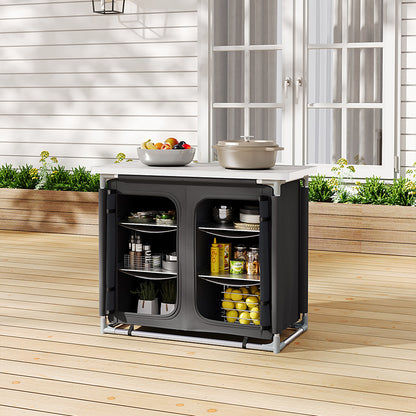 Foldable Camping Kitchen Storage Cabinet with Tabletop