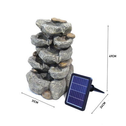 Solar-Powered Multi-Tier Rock Design Water Feature