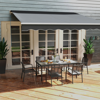 Outsunny Seven-Piece Casual Outdoor Dining Set, with Wood-Effect Table - Grey